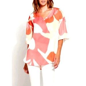 NWT Lysse New York Kali Ruched Sleeve V-Neck Top Women's XS Be Loved Pink $98